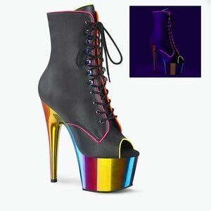 Pleaser Black and Multicolor Platform Boots